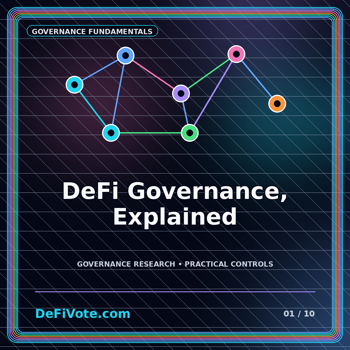 Neon governance network illustrating DeFi protocol decision-making